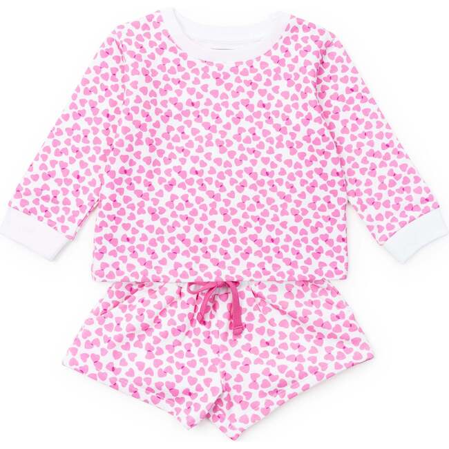 Stella Girls' Sweatshirt Short Set, Confetti Hearts Pink