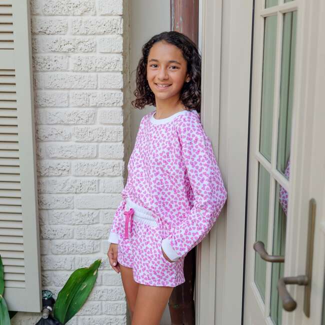 Stella Girls' Sweatshirt Short Set, Confetti Hearts Pink
