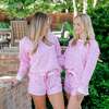 Janann Women's Sweatshirt Short Set, Confetti Hearts Pink - Pajamas - 2 - thumbnail