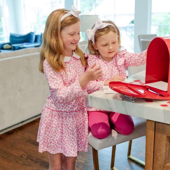 Lillian Girls' Dress, Confetti Hearts Pink