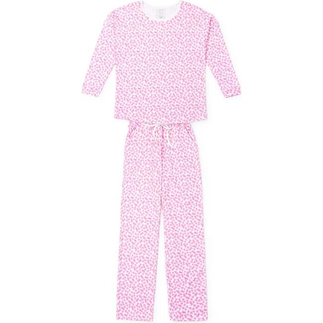 Audrey Women's Longsleeve Top Pant Set, Confetti Hearts Pink