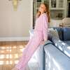 Audrey Women's Longsleeve Top Pant Set, Confetti Hearts Pink - Pajamas - 2 - thumbnail