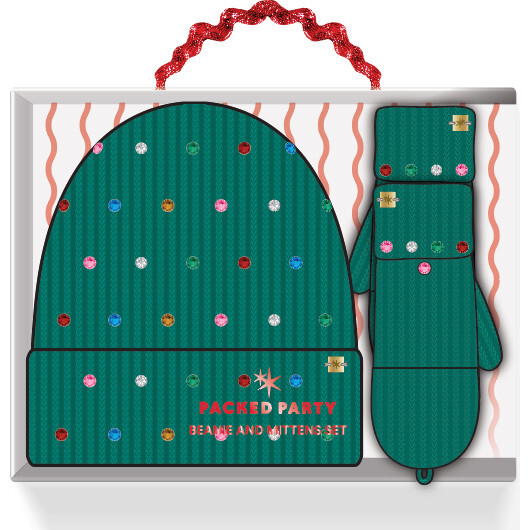 Decked in Emerald Beanie and Mittens Set