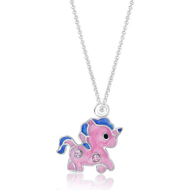 Pink Little Pony Crystal White Gold Palladium Plating Girl's Pendant