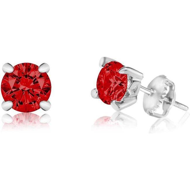 January Birthstone Crystal White Gold Palladium Plating Girl's Stud Earrings