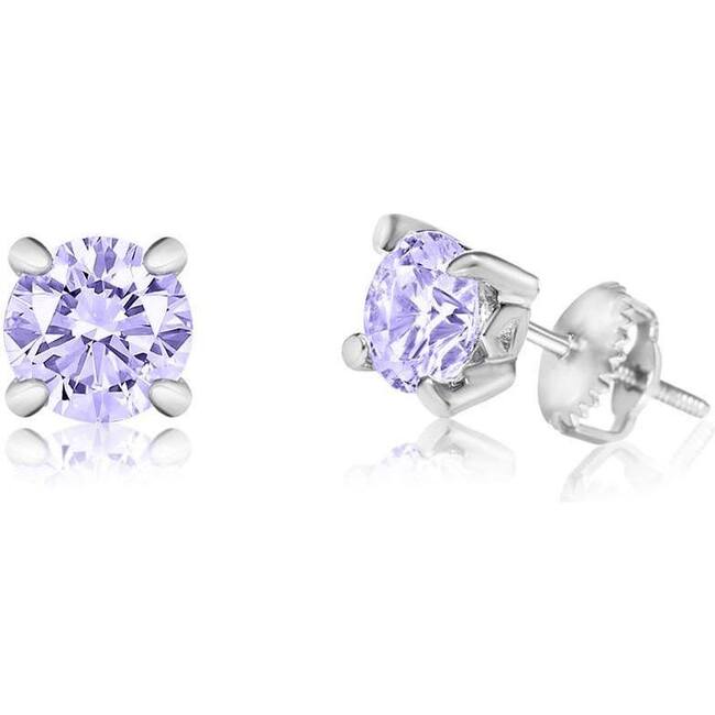 June Birthstone Crystal White Gold Palladium Plating Girl's Stud Earrings