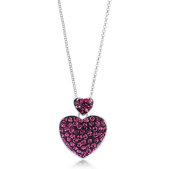 Hearts Purple Crystal Enamel White Gold Palladium Plating Girl's Pendant Necklace