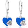 Hearts Multi-colored Crystal Enamel White Gold Palladium Plating Girl's Leverback Earrings Purple - Earrings - 2 - thumbnail