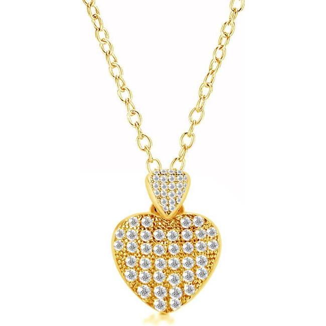 Heart Crystal Yellow Gold Rose Gold Plating Girls Pendant Necklace White