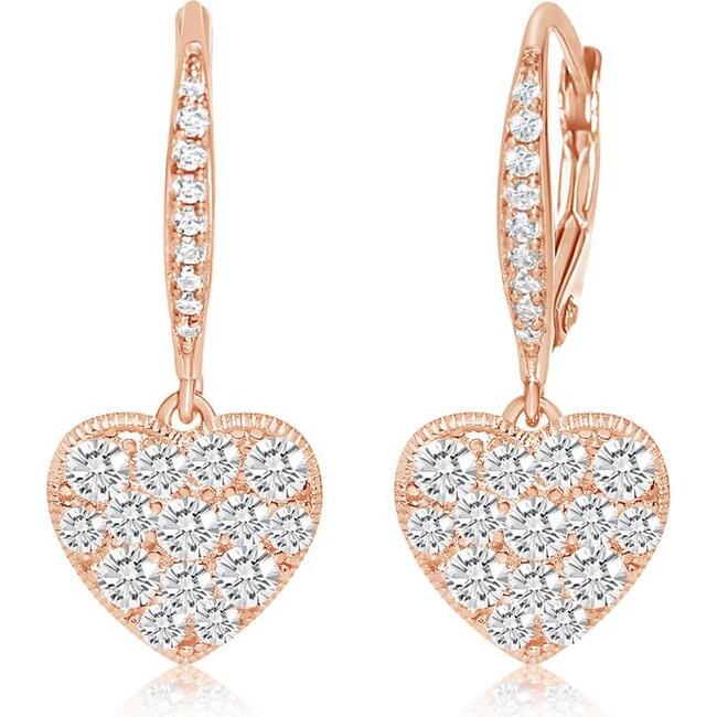 Heart Crystal Rose Gold Plating Girl's Leverback Earrings Clear