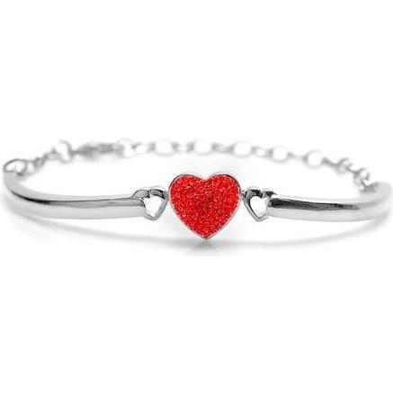 Heart Crystal Adjustable Pink Palladium plating Girl's Bangle Bracelet Red