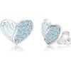 Half Heart Crystal White Gold Palladium Plating Girl's Stud Earring Sky Blue - Earrings - 1 - thumbnail