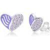 Half Heart Crystal White Gold Palladium Plating Girl's Stud Earring Sky Blue - Earrings - 2 - thumbnail