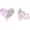 Half Heart Crystal White Gold Palladium Plating Girl's Stud Earring Sky Blue - Earrings - 3 - thumbnail