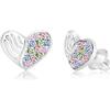 Half Heart Crystal White Gold Palladium Plating Girl's Stud Earring Sky Blue - Earrings - 5 - thumbnail