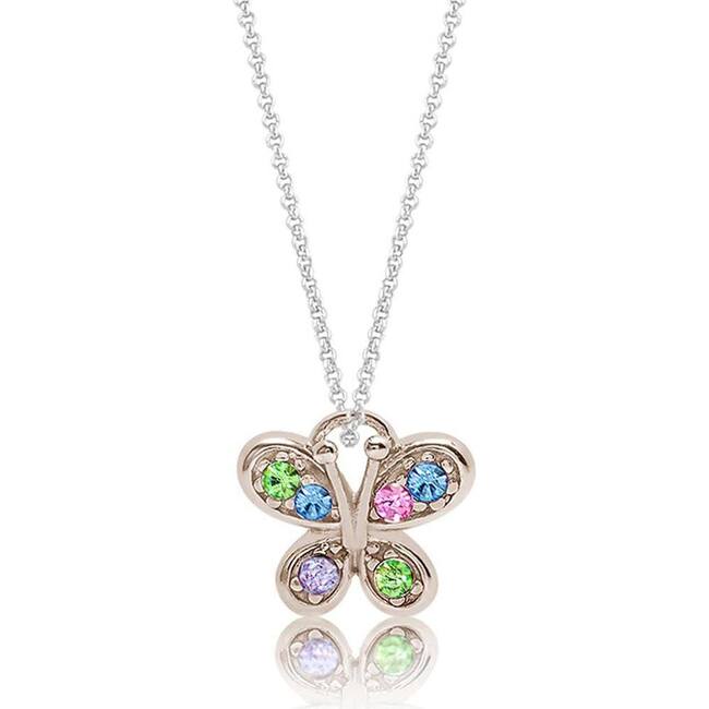 Butterfly Multicolor Crystal Palladium Plating Girls Pendant Necklace Multi Color