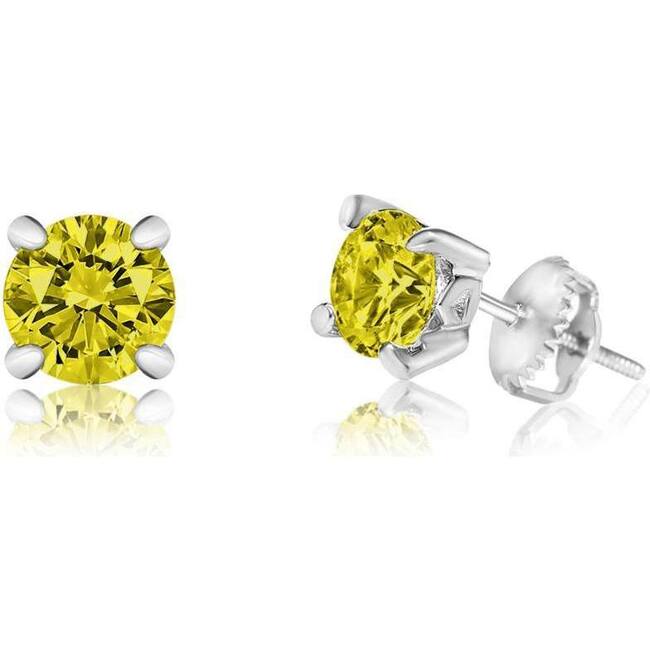 August Birthstone Crystal White Gold Palladium Girl's Stud Earrings