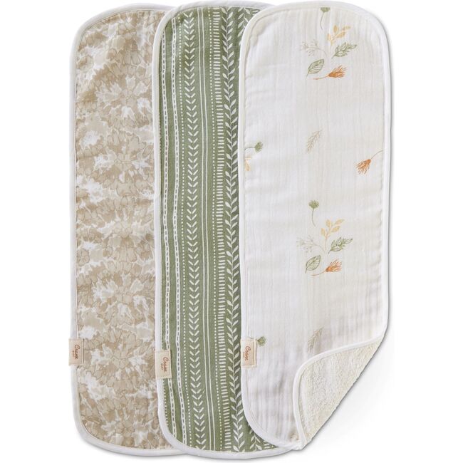 Willow 3-pc. Newborn Burp Cloth Set (Neutral Leaf)