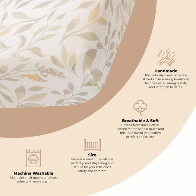 Willow Fitted Crib Sheet (Neutral Leaf)