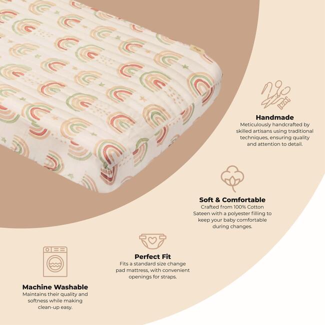 Parker Quilted Change Pad Cover (Rainbow) - Changing Pads - 3