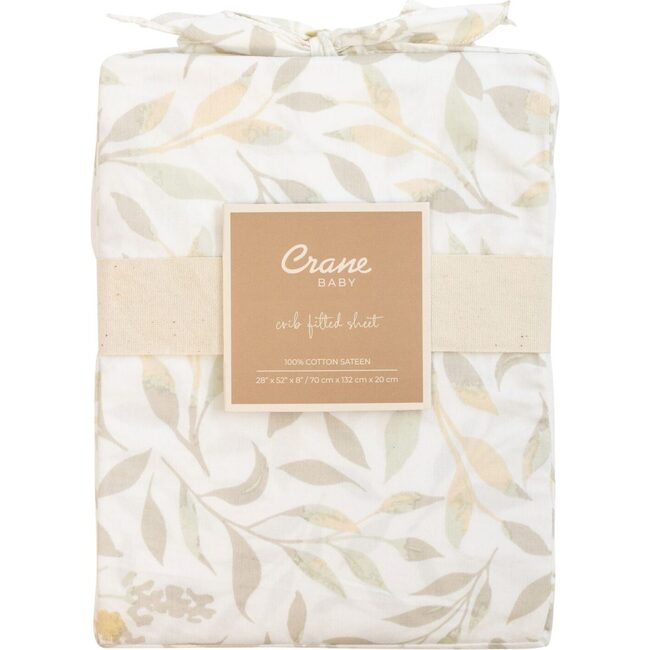 Willow Fitted Crib Sheet (Neutral Leaf) - Crib Sheets - 4