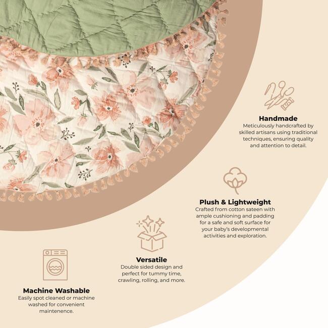 Parker Quilted Baby Play Mat (Pink Floral)