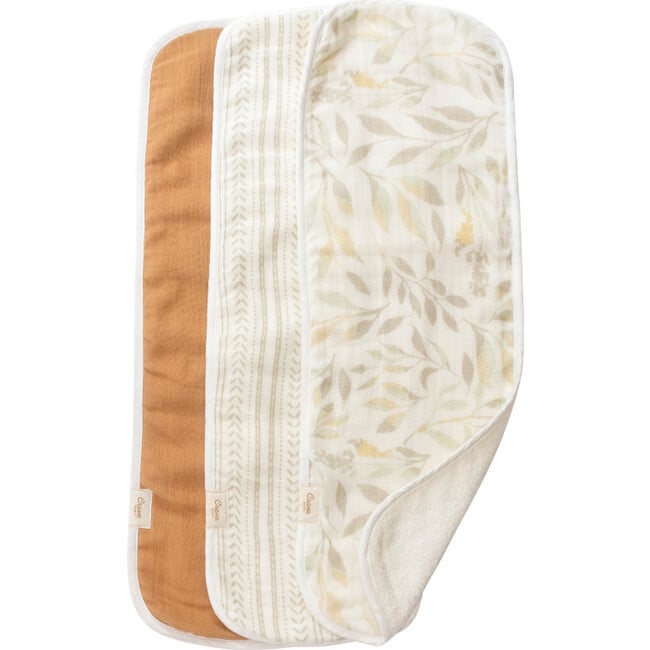 Willow 3-pc. Newborn Burp Cloth Set (Copper/Leaf) - Burp Cloths - 6