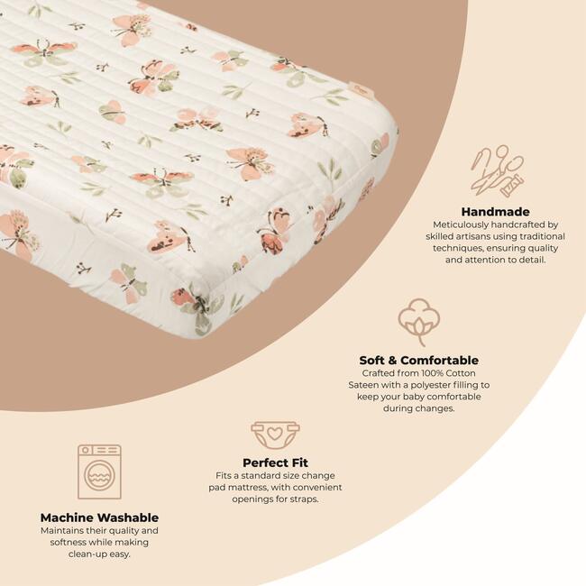 Parker Quilted Change Pad Cover (Butterfly) - Changing Pads - 3
