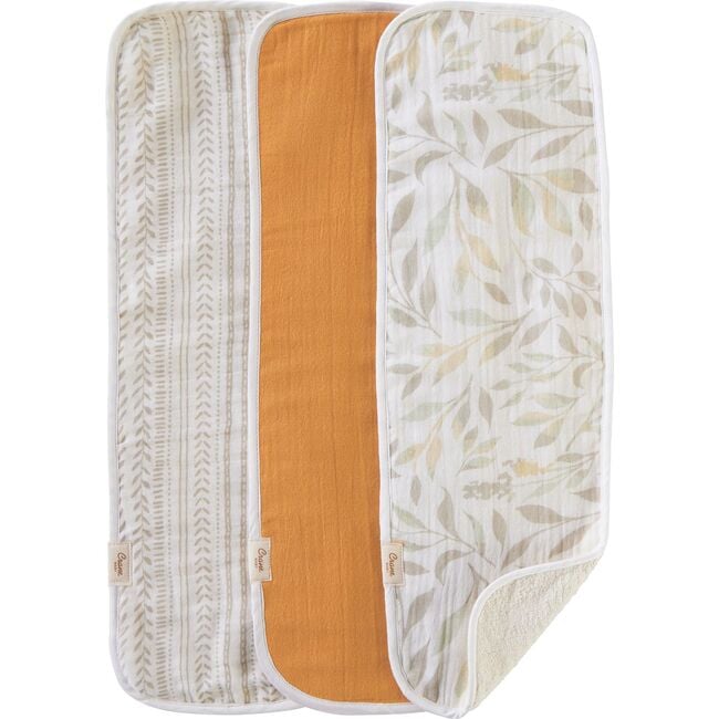 Willow 3-pc. Newborn Burp Cloth Set (Copper/Leaf) - Burp Cloths - 7