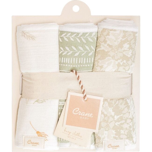 Willow 3-pc. Newborn Burp Cloth Set (Neutral Leaf) - Burp Cloths - 6