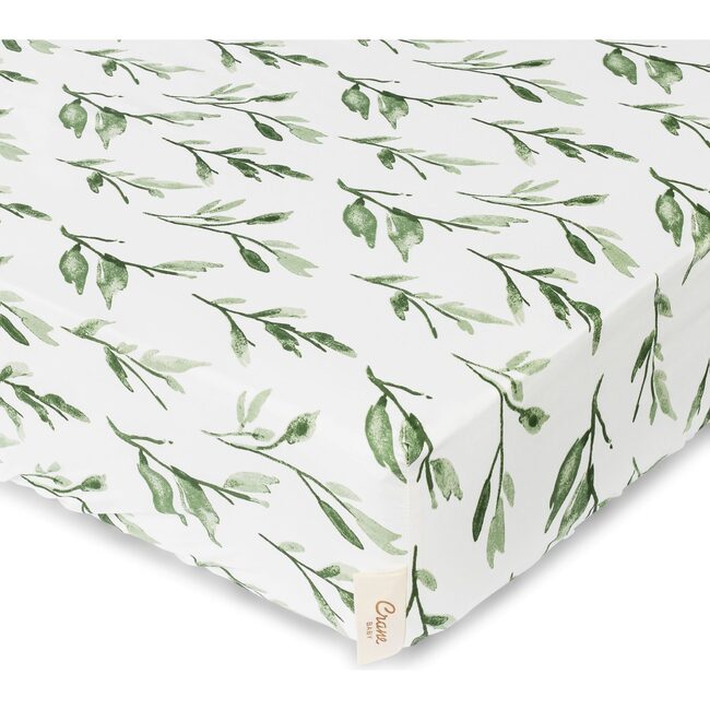 Parker Green Leaf Fitted Crib Sheet
