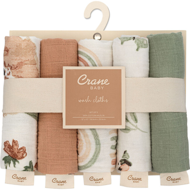 Parker 5-pc. Cotton Baby Washcloth Set (Pink Floral)