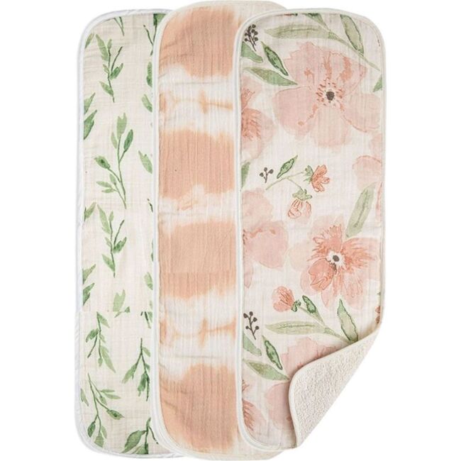 Parker 3-pc. Newborn Burp Cloth Set (Pink Floral)