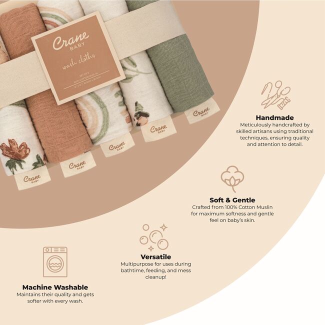 Parker 5-pc. Cotton Baby Washcloth Set (Pink Floral)