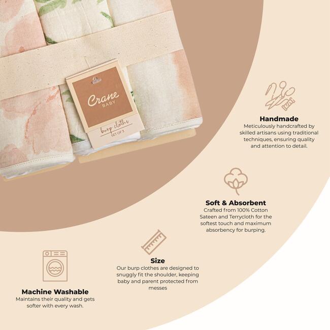 Parker 3-pc. Newborn Burp Cloth Set (Pink Floral)