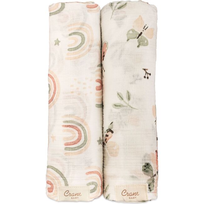 Parker 2-pc. Newborn Swaddle Blanket Set (Butterfly/Rainbow)