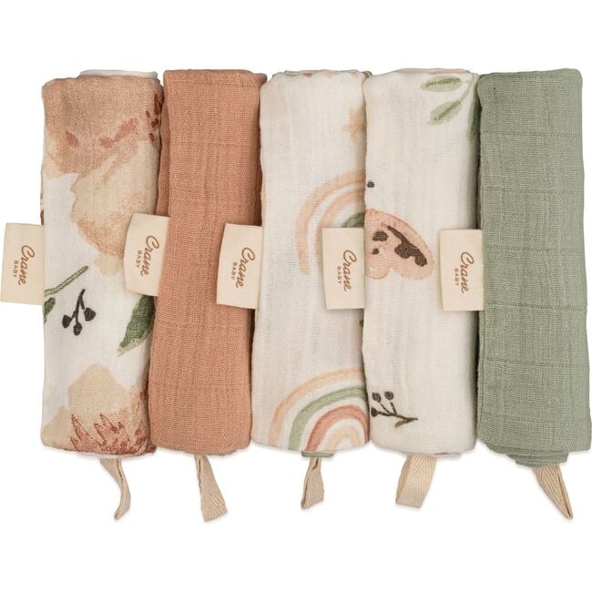 Parker 5-pc. Cotton Baby Washcloth Set (Pink Floral) - Washcloths & Hand Towels - 3