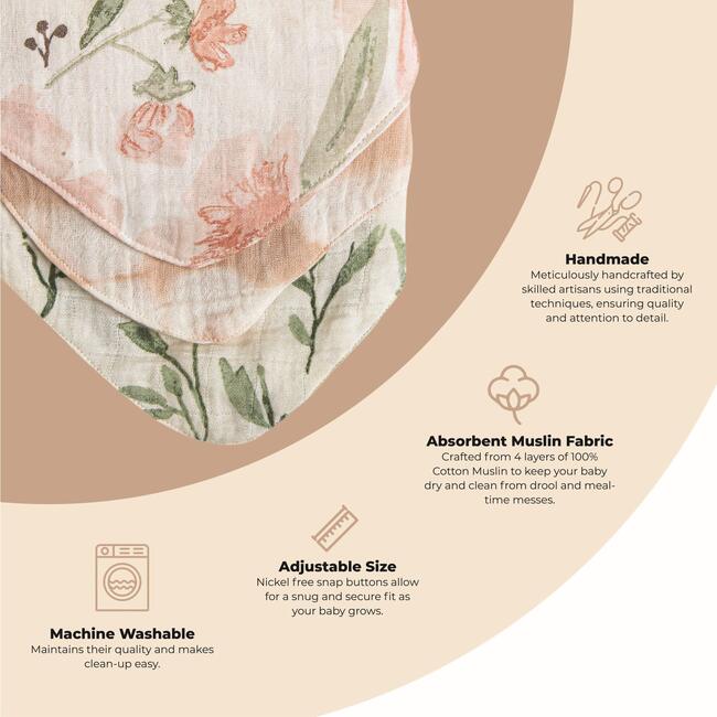 Parker 3-pc. Muslin Baby Bib Set (Pink Floral)