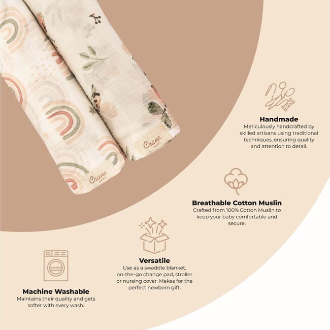Parker 2-pc. Newborn Swaddle Blanket Set (Butterfly/Rainbow)