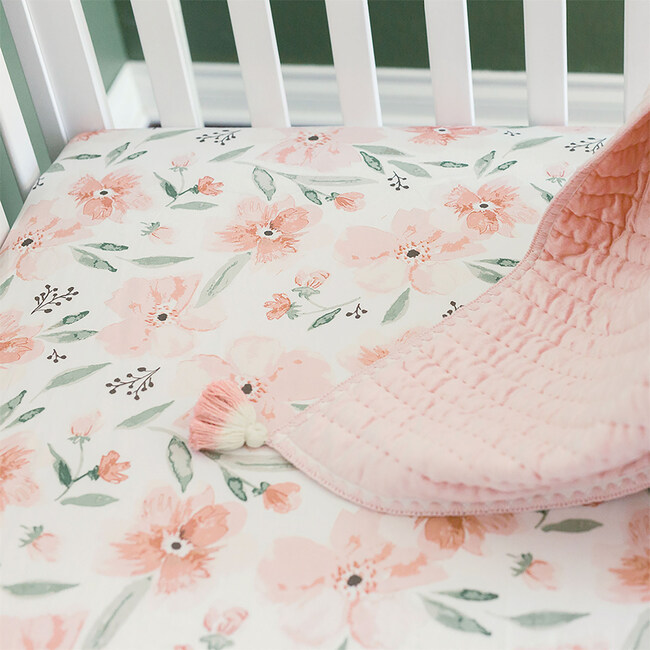 Parker Fitted Crib Sheet (Pink Floral) - Crib Sheets - 5