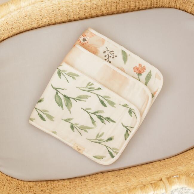 Parker 3-pc. Newborn Burp Cloth Set (Pink Floral) - Burp Cloths - 7