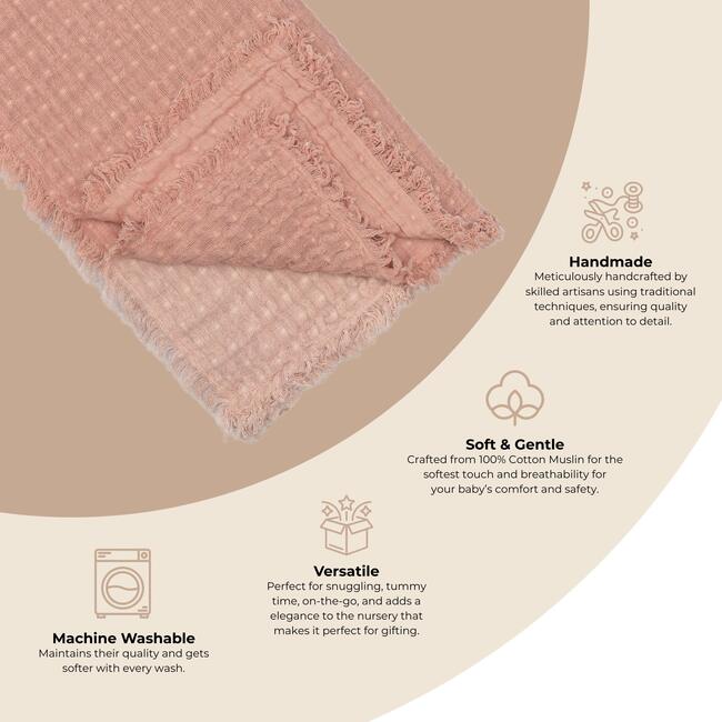 Multi-Layer Blush Ombre Muslin Cotton Baby Blanket - Blankets - 3