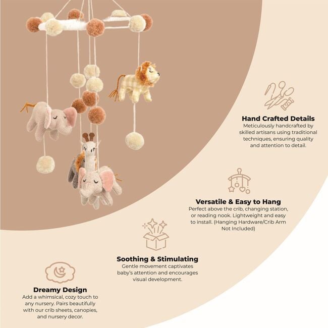 Kendi Safari Animal Nursery Ceiling Hanging Decor - Mobiles - 3