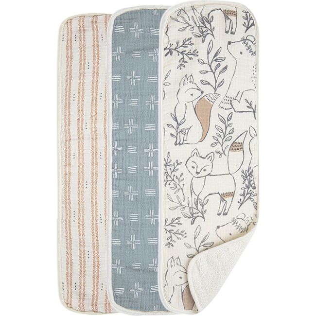 Ezra 3-pc. Newborn Burp Cloth Set (Woodland Animal)