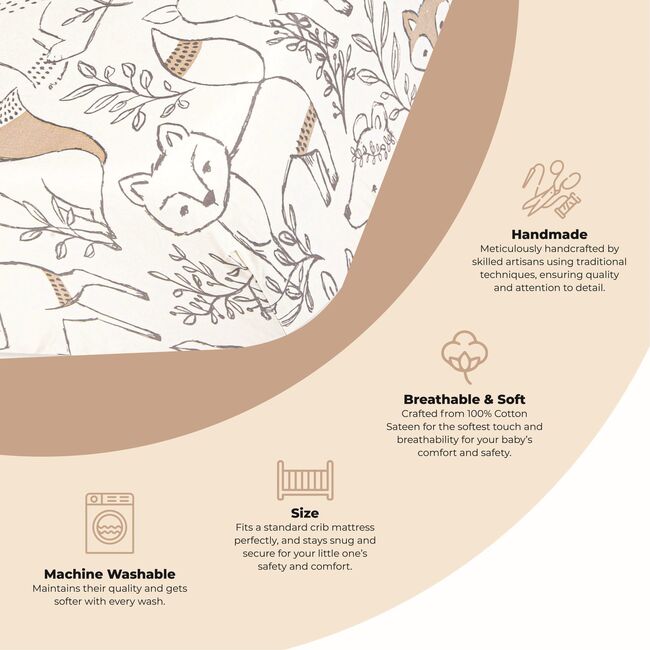 Ezra Fitted Woodland Animal Crib Sheets