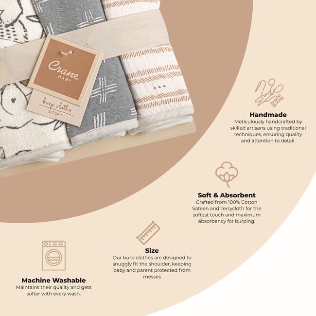 Ezra 3-pc. Newborn Burp Cloth Set (Woodland Animal)