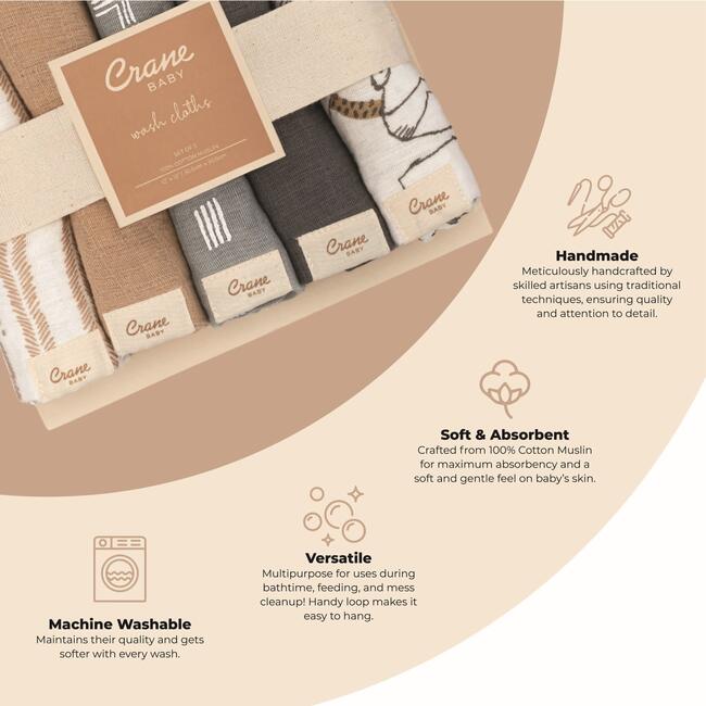 Ezra 5-pc. Cotton Baby Washcloth Set (Woodland Animal)