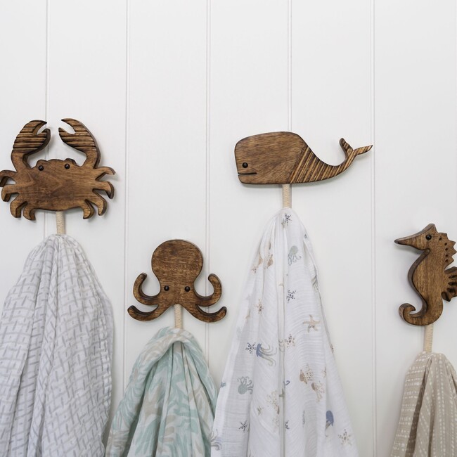 Cove 4-pc. Coastal Wooden Nursery Wall Hooks - Wall Décor - 5