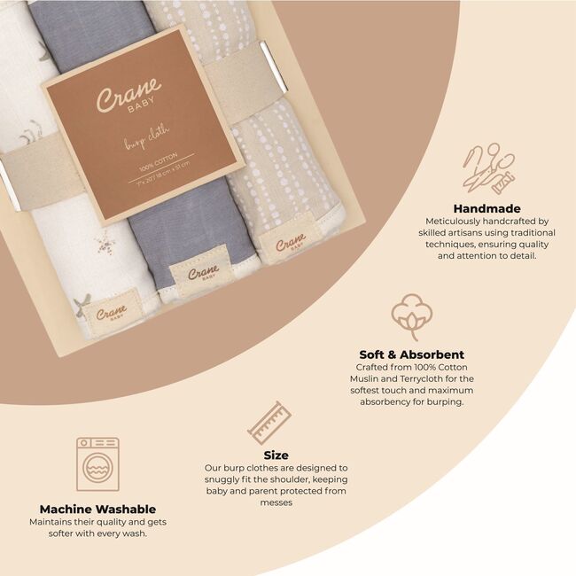 Cove 3-pc. Newborn Burp Cloth Set (Sea Life) - Burp Cloths - 3