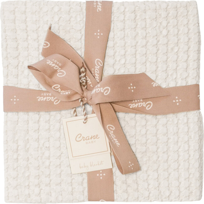Cotton Waffle Knit Baby Blanket (Cream) - Blankets - 3